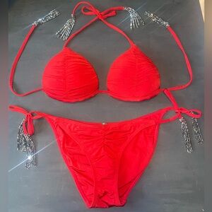 Everything but Water Red scrunch bottom bikini